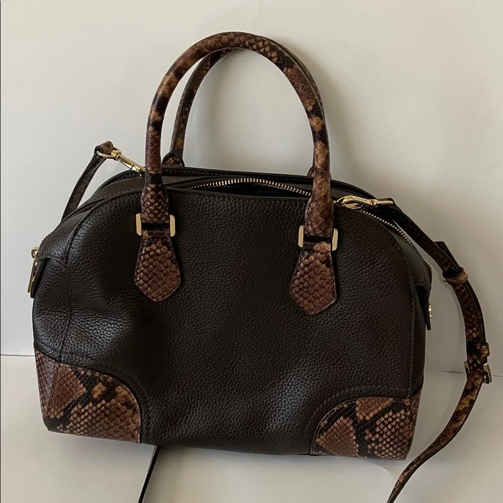 Michael Kors Dark Brown Snake Print Satchel - Picture 6 of 9